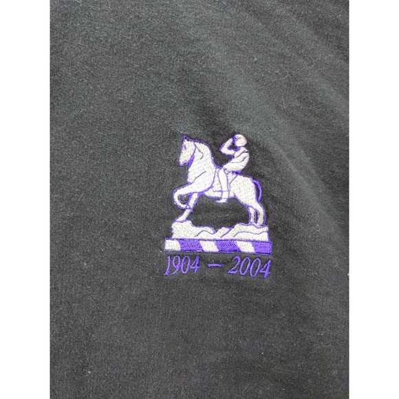 Mens 1/4 Zip Pullover Sweatshirt Embroidered Horse Racing Jockey 1904-2004 Black - Picture 4 of 10